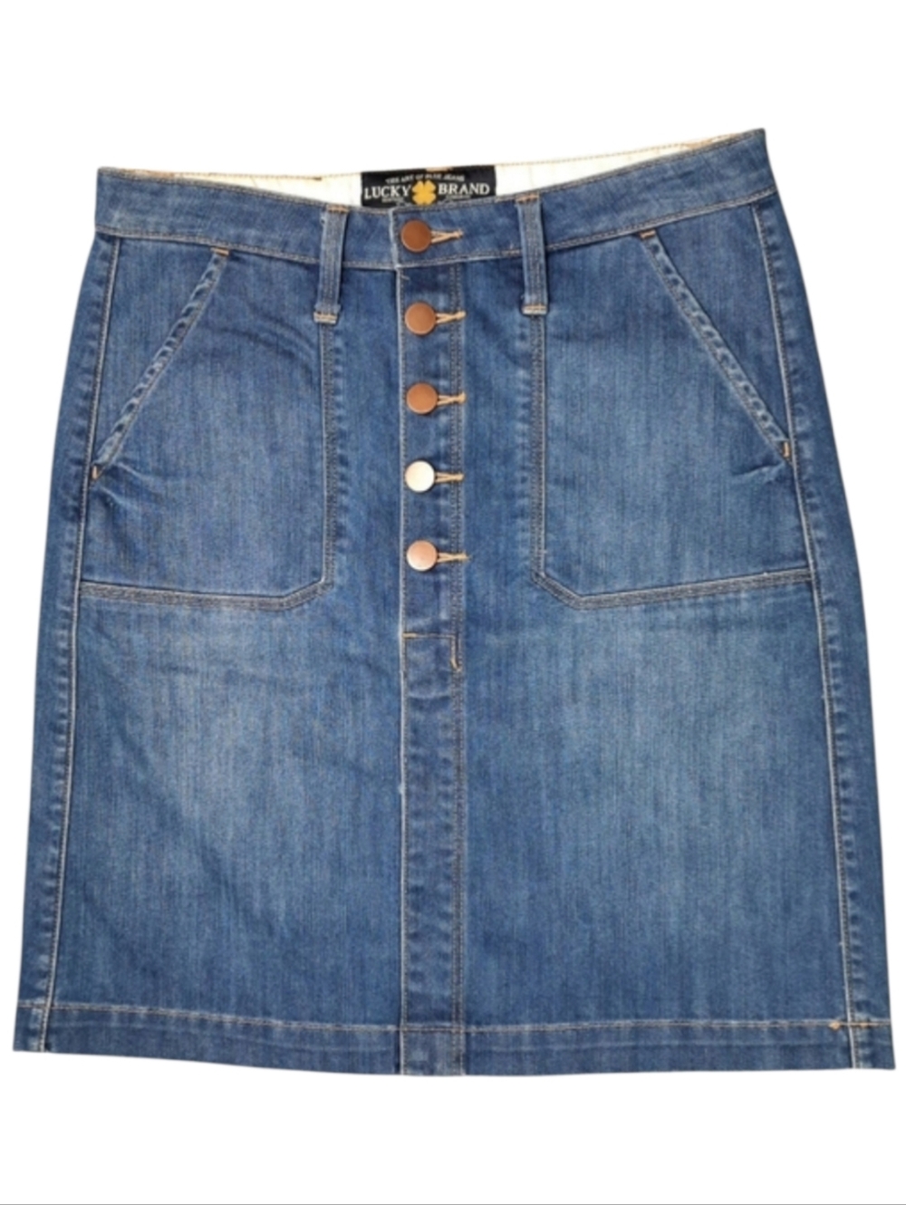 Lucky Brand Fairview Button-Fly Denim Blue Jean Skirt SZ 00/24
